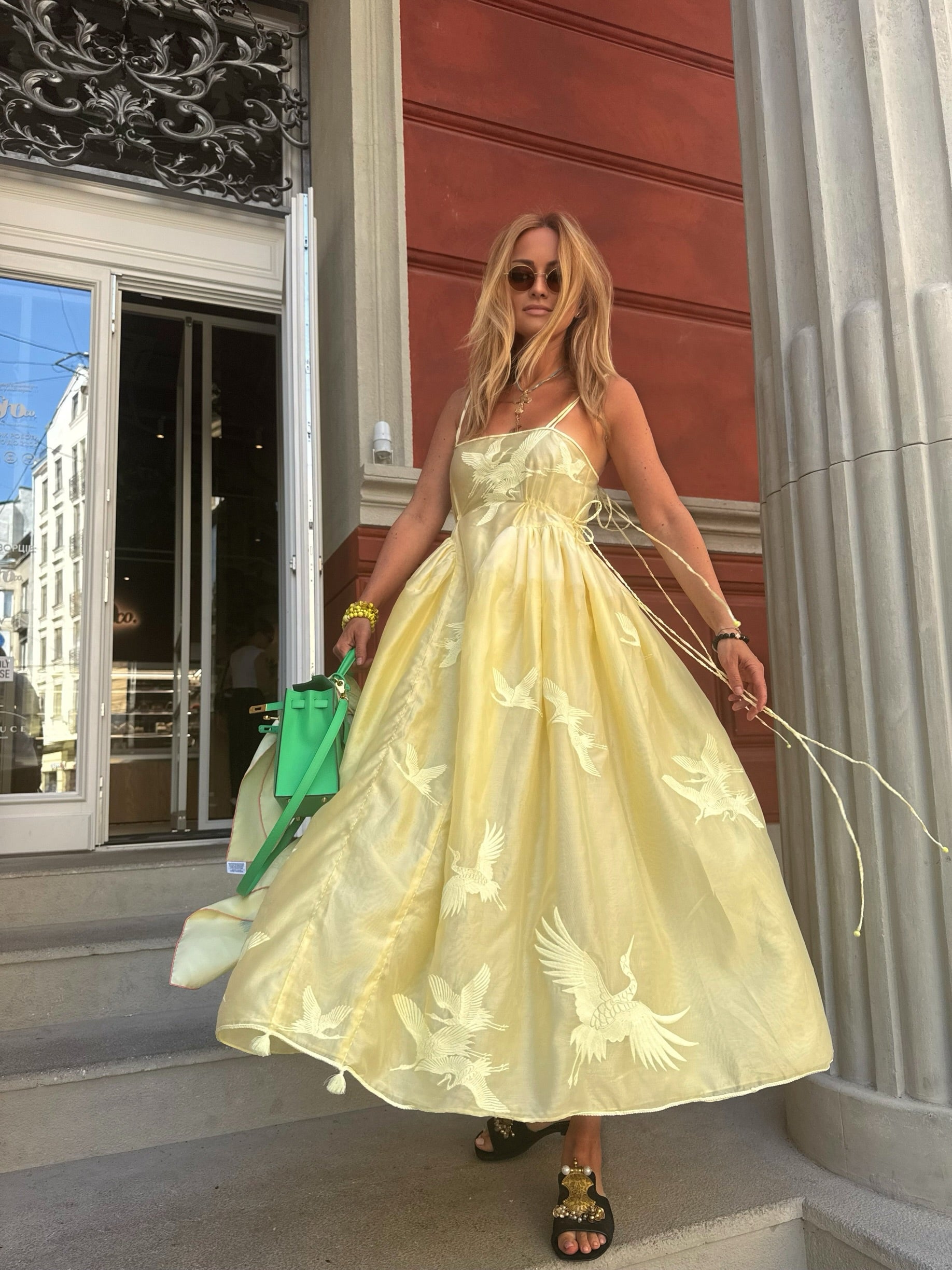 Luxurious Butter Yellow Leleky Women's Midi Sundress Yuliya Magdych Butter Yellow/Butter Yellow / 40