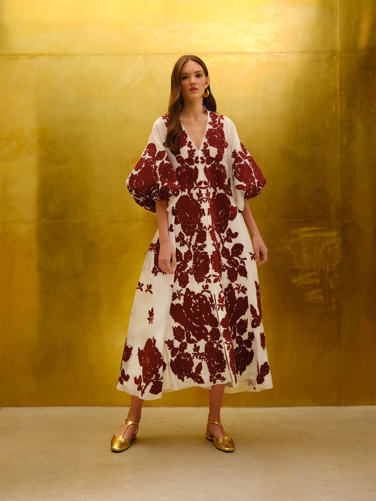 midi caftan dress Palm Beach Magenta / L this caftan dress brings a fresh mix of color with its abstract print in white Rachel Pally Caftan Dress Midi