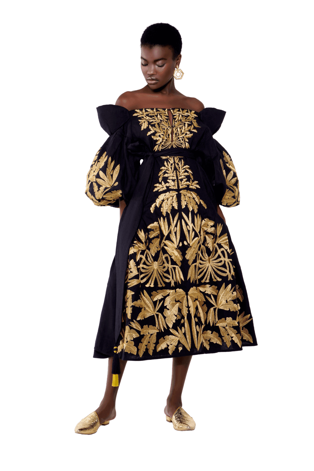 Black and gold combination dress sale