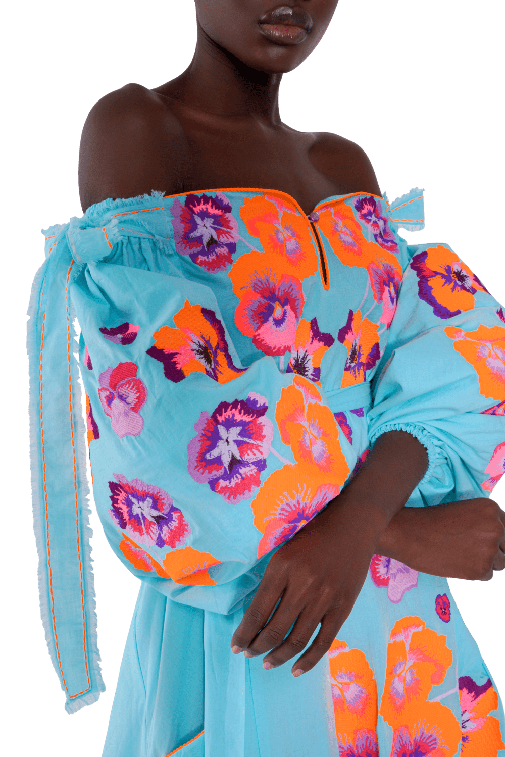 turquoise orange dress Antica Sartoria Positano Dress