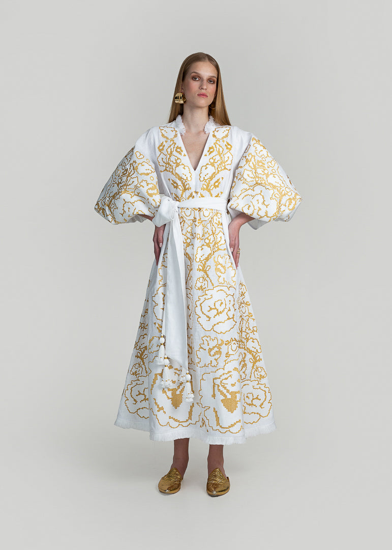 slim fit dress slacks Made in Italy! Michelina Bimbi Girls' Couture Gold Shimmer Dress and B –  Sara's Children's Boutique main image 0