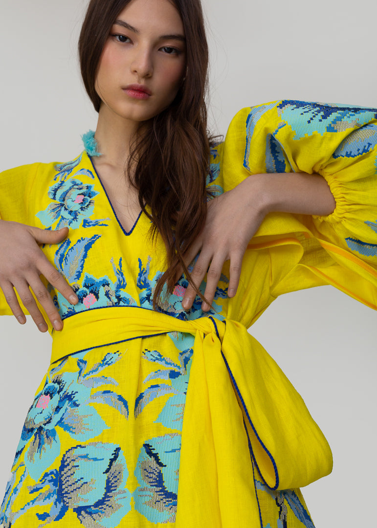 yellow and blue midi dress Feelings For You Midi Dress - Blue and Yellow, Small | Hazel and Olive